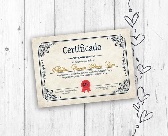 Certificado para Conclusão de Curso Bege Azul Marinho