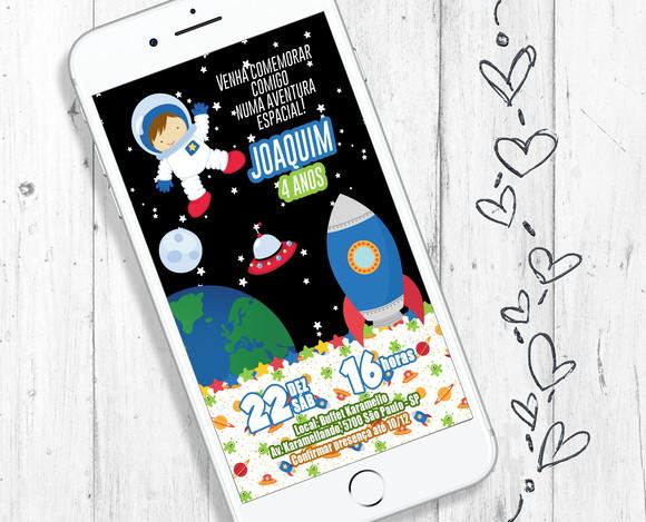 Convite Digital Festa tema Astronauta aniversário infantil