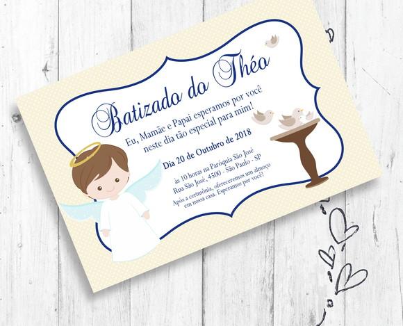 Convite Digital Batizado menino anjinho
