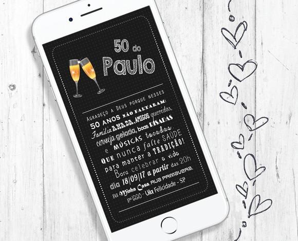 Convite Digital Festa Boteco 50 Anos aniversário