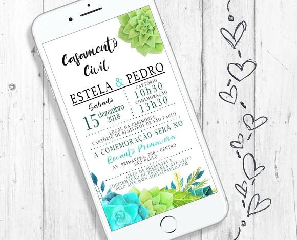 Convite Digital Casamento floral verde