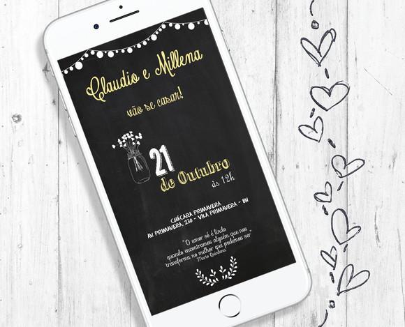 Convite Digital Casamento estilo chalkboard