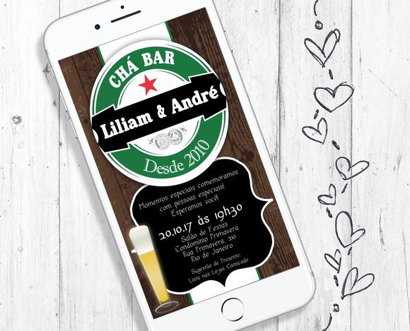 Convite Digital Chá Bar Boteco casamento