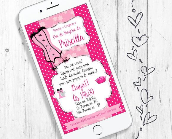 Convite Digital Chá de Lingerie e Panela Pangerie noiva