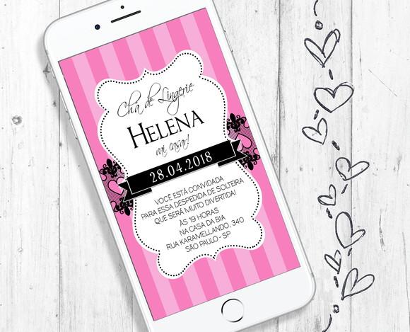 Convite Digital Chá de Lingerie rosa noiva