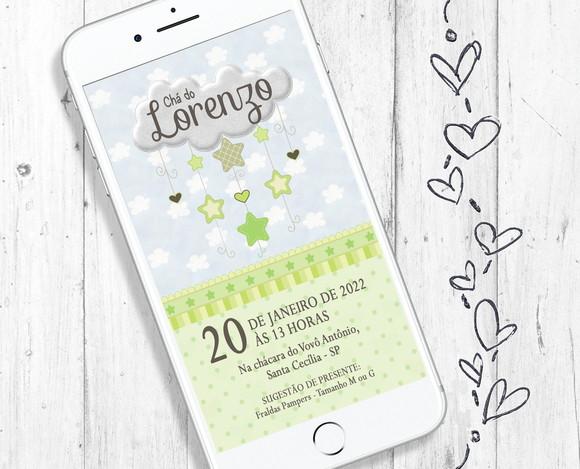 Convite Digital Chuva de Amor Bênçãos Verde Menino Whatsapp
