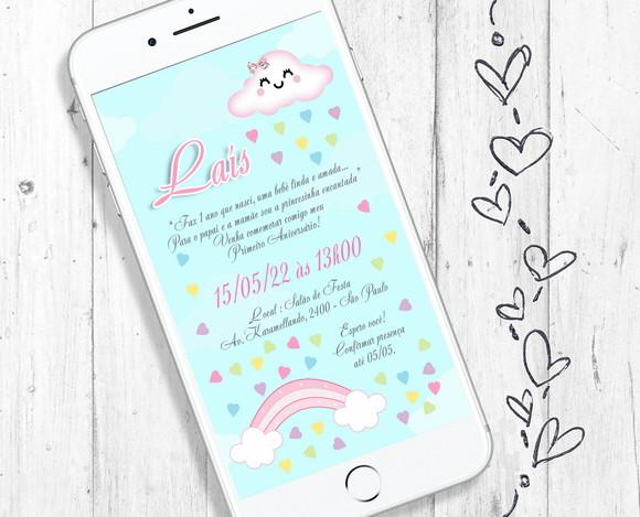 Convite Digital Chuva de Amor e Bênçãos Menina Azul e Rosa