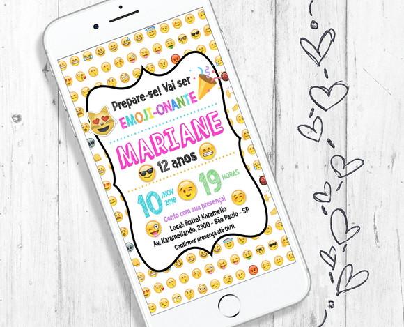 Convite Digital Emoji festa aniversário infantil