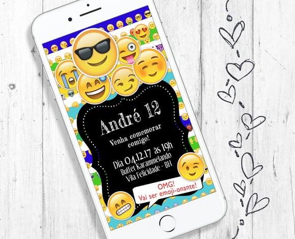 Convite Digital Emoji Aniversário Festa Menino