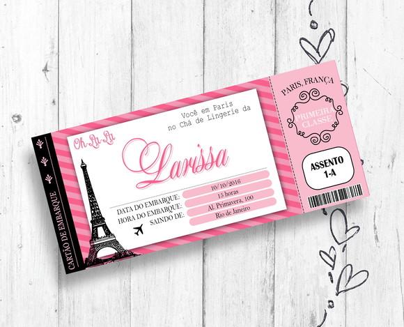 Convite Digital Paris Boarding Pass Aniversário