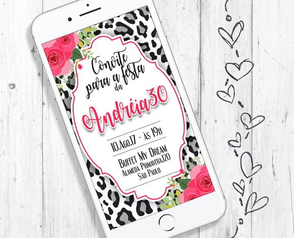 Convite Digital Trintei Floral oncinha 30 anos