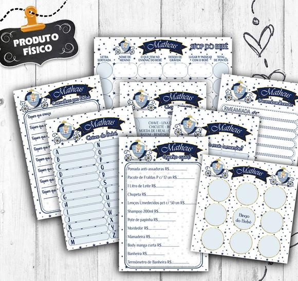 Kit 8 Brincadeiras Chá Ursinho Príncipe Cartelas P 30 Conv