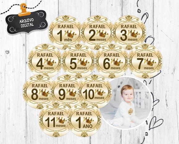 Kit Digital Mesversário Personalizado com Nome do Bebê Príncip