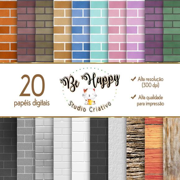 Kit 20 Papeis Digitais tema Texturas diversas