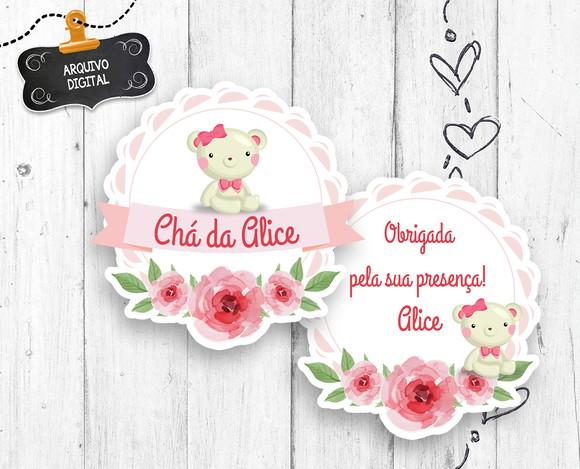 Logotipo para Chá de Bebê Floral Ursinha