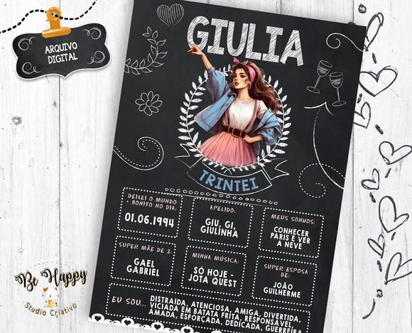 Pôster para Festa Trintei Chalkboard Arte Digital