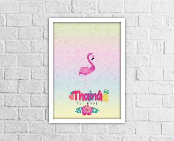 Quadro de Assinaturas Aniversário Flamingo Arte Digital