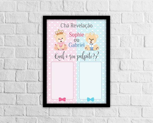 Quadro de Palpites Chá Revelação Ursinhos Arte Digital