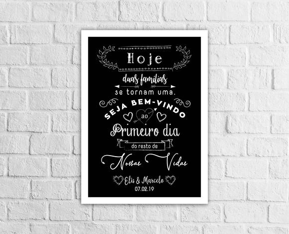 Quadro para Casamento Arte Digital estilo chalkboard