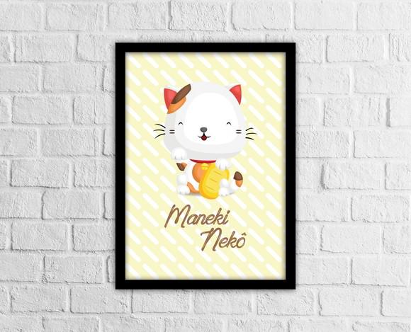 Quadro Gato Arte Digital Maneki Neko