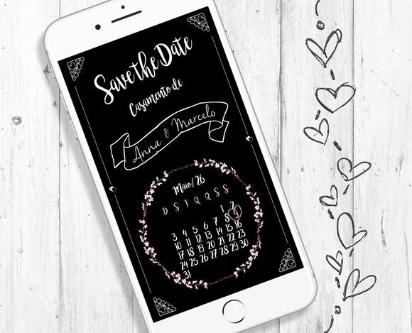 Save The Date Digital Whatsapp Reserve a Data Floral Chique