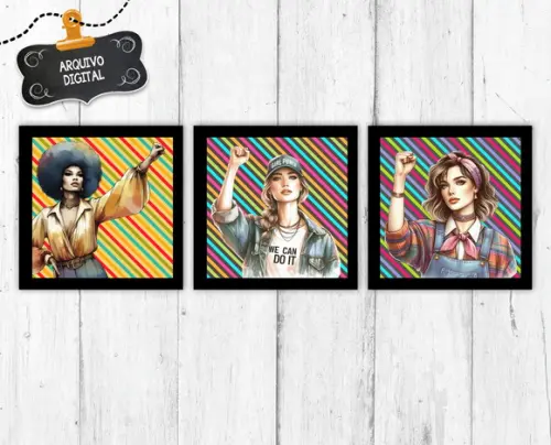 3 Artes Digitais para Quadro Girl Power
