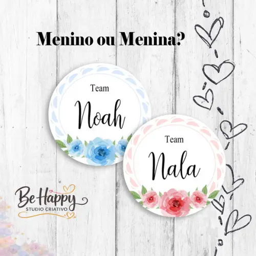 Adesivo Floral Times Chá Revelação Personalizado 60 unids