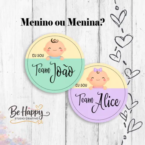 Adesivo Times Chá Revelação Personalizado Verde e Lilás