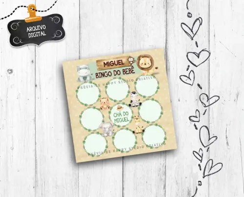 Brincadeira Chá de Bebê Bingo do Bebê arte digital