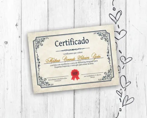 Certificado para Conclusão de Curso Bege Azul Marinho