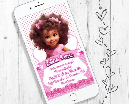 Convite Digital Boneca aniversário menina