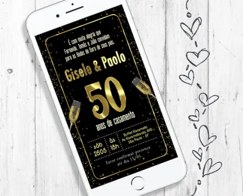 Convite Digital Bodas de Ouro comemoração