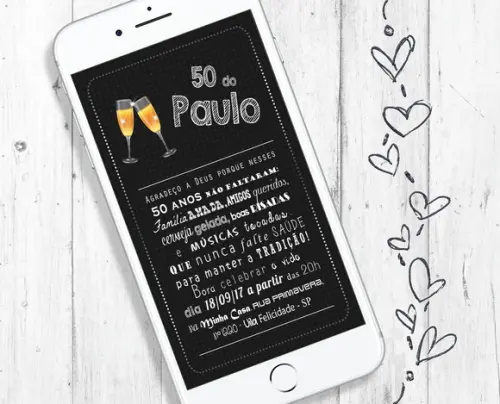 Convite Digital Festa Boteco 50 Anos aniversário