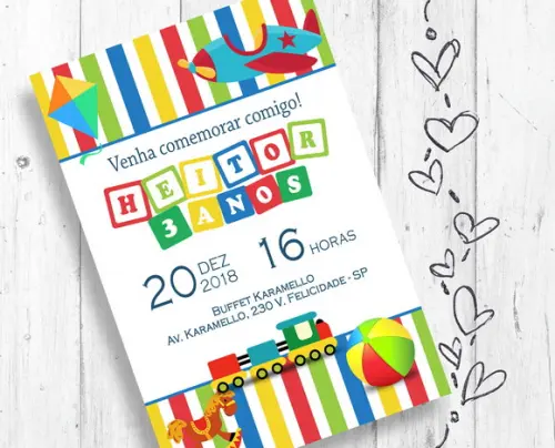Convite Digital Brinquedos festa infantil