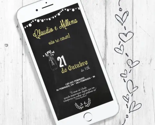 Convite Digital Casamento estilo chalkboard