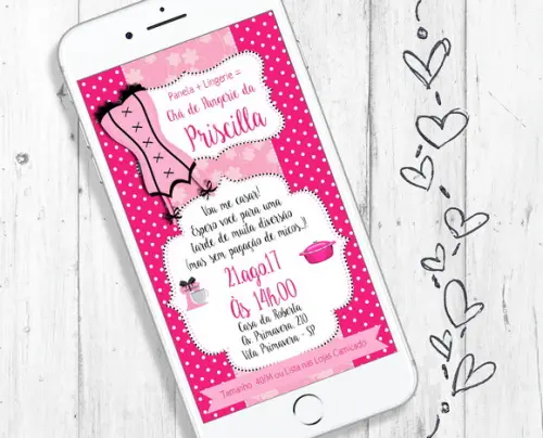 Convite Digital Chá de Lingerie e Panela Pangerie noiva