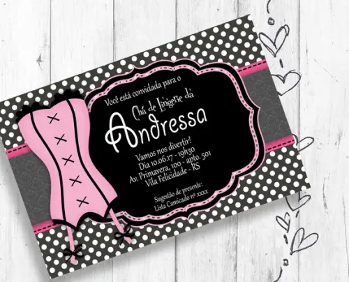 Convite Digital Chá de Lingerie ROSA noiva