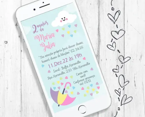 Convite Digital Chuva de Amor e Bênçãos