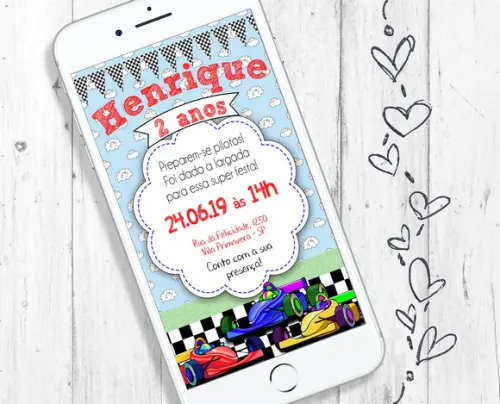 Convite Digital Corrida Fórmula 1
