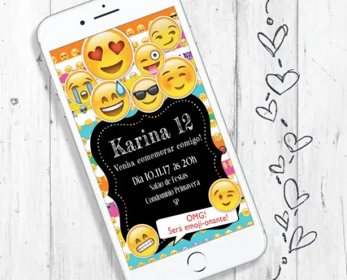 Convite Digital Emoji aniversário infantil
