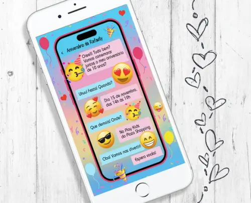 Convite Digital Emoji Aniversário Festa infantil