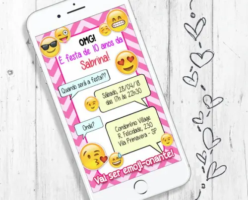 Convite Digital Emoji aniversário infantil