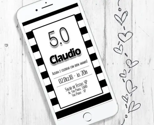 Convite Digital Festa 50 Anos aniversário cinquentei