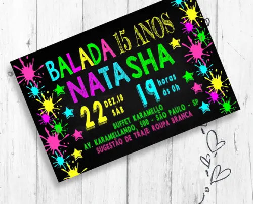 Convite Digital Festa Neon Party aniversário