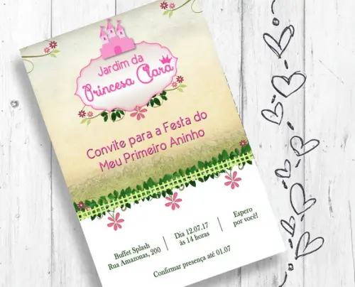 Convite Digital Jardim Realeza Princesa aniversário