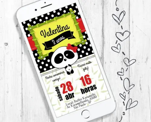 Convite Digital aniversário tema Pandinha