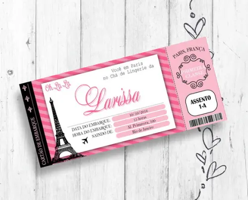 Convite Digital Paris Boarding Pass Aniversário