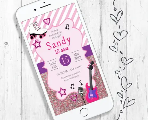 Convite Digital aniversário menina Popstar cantora