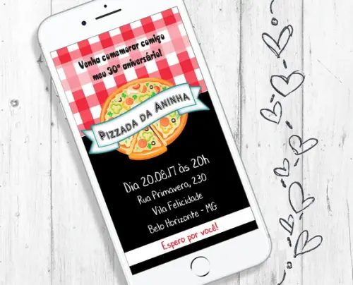 Convite Digital Evento de Pizza