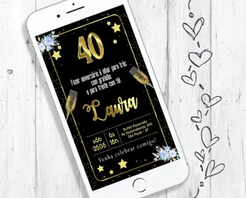 Convite Digital Quarentei Aniversário 40 anos
